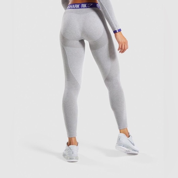 GYM SHARK Flex leggings - Light Grey Marl/Indigo - Picture 3 of 10